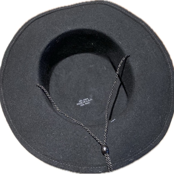 NWOT Unisex black wool fedora hat with black satin/cording, 3” brim, Size: M/L - Picture 4 of 6